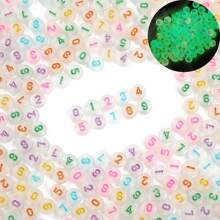 100入組可愛發光丙烯酸圓形字母標誌珠子,適用於手鍊、項鍊、耳環、鑰匙扣裝飾派對禮品配件 - 100顆符號夜光 - 查看 12