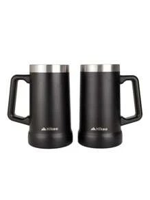 HIKEO Stainless Steel Beer Mug (2 Pcs Of 730 Ml Each) With Double Thermal Wall, Thermal Glasses For Water And Drinks, Beer Jar, Coffee Mugs, Up To 4 Hours Cold And 2 Hours Hot - Black - View 9