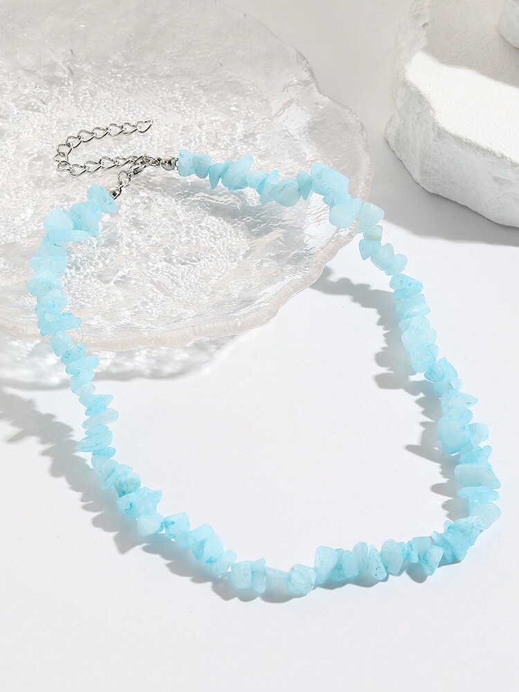 1入組夏季天然石串珠項鍊多種形狀人造綠松石好運珠寶送給朋友/愛人 - 石頭 - 查看 8