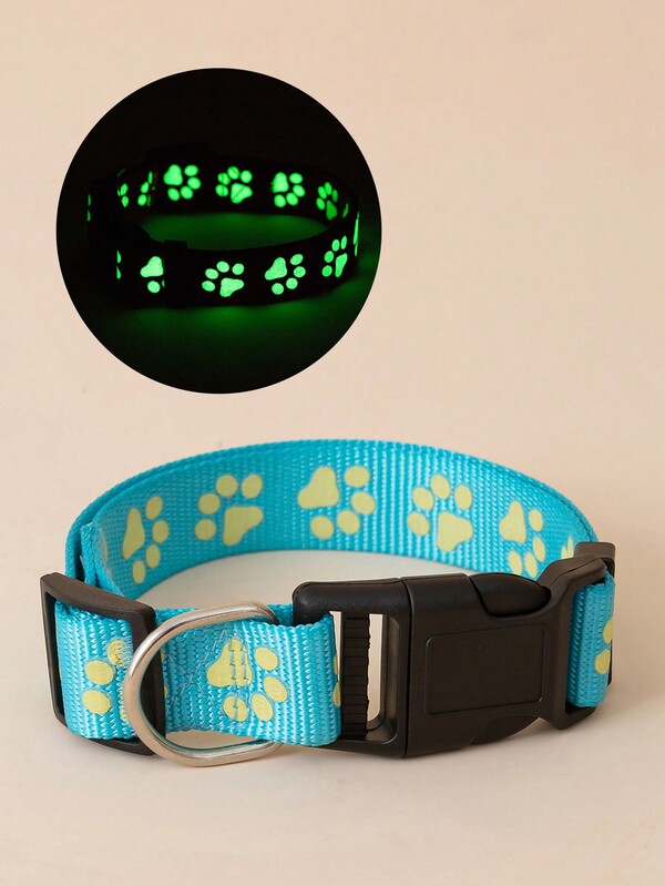 Pet Collar Footprint Pattern Collar Fluorescent Night Vision For Dogs And Cats Indoor Outdoor Universal
