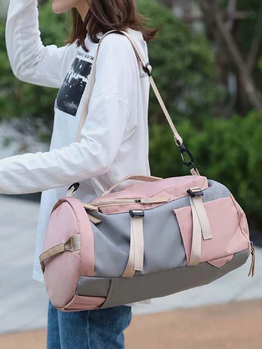 bolsa esportiva academia fitness yoga vira mochila nylon impermeavel - Rosa chiclete - Visão 1