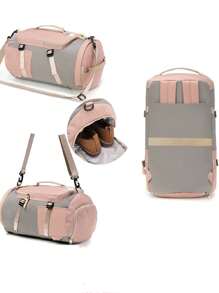 bolsa esportiva academia fitness yoga vira mochila nylon impermeavel - Rosa chiclete - Visão 2