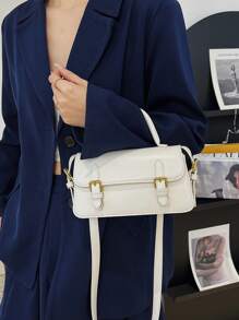 Stylish White Simple Ladies Handbag - White - View 3