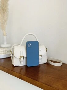 Stylish White Simple Ladies Handbag - White - View 7
