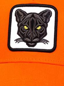 1pc Men's Cat Embroidered Baseball Cap Trucker Hat, Outdoor Adjustable Sunshade Casual Hat For Spring And Summer Traveling, Beach Parties Street - Orange - View 5