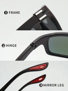 1pc Men's Pilot-Style Rimmed Outdoor Riding Sporty Fashion Glasses - Yellow - View 2