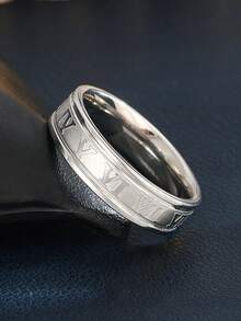 1 Pc Classic Popular Roman Number Design Ring For Boys Girls For Party Banquet Street For Daily Decoration - Silver - View 2