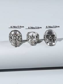 1入組男孩骷髏戒指套裝 - 黑色 - 查看 2