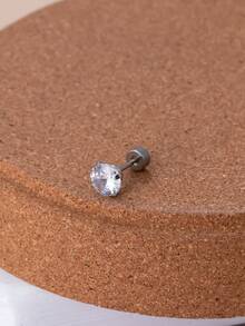 1個水晶大愛心軟骨耳鉤螺紋後螺母珠寶花形立體鑽體三角耳環,女士顱耳飾品