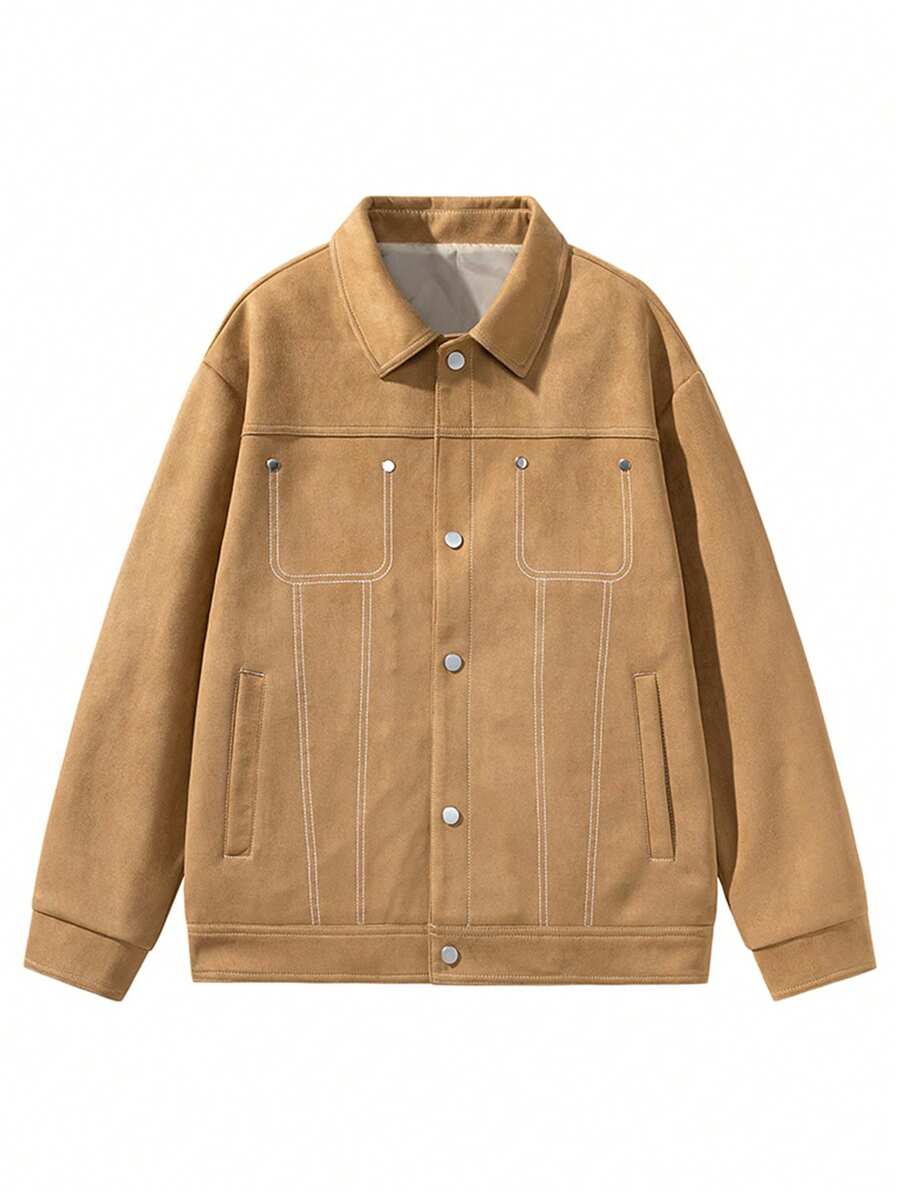 Men's Outdoor Windproof Waterproof Suede Jacket, Sports Casual Coat - Coffee Brown - View 1