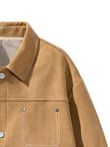 Men's Outdoor Windproof Waterproof Suede Jacket, Sports Casual Coat - Coffee Brown - View 4