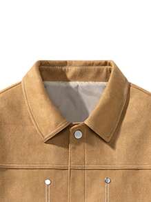 Men's Outdoor Windproof Waterproof Suede Jacket, Sports Casual Coat - Coffee Brown - View 3