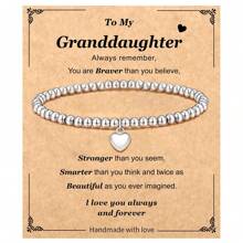 1入組4mm銀珠手鍊,彈性疊加電鍍時尚手鍊,是女兒、孫女、姊妹和朋友的生日、母親節等的禮物。