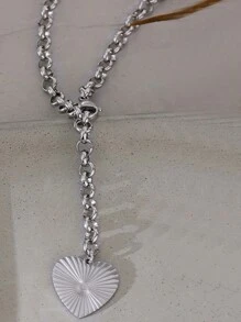 1 件時尚不鏽鋼愛心吊墜項鍊適合女士日常佩戴