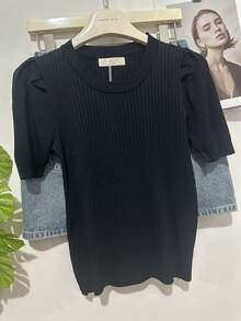 Women Knit Tops - 黑色 - 查看 1