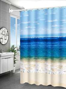 Sea Print Shower Curtain - Multicolor - View 2