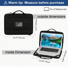 14 Inch Laptop Case, 360°Protective Always-On Work In Chromebook Bag Hard Sleeve Cover Handle Shoulder Strap Computer Classroom Laptop Bags Classroom Bags Teacher Storage Bags Classroom Organizer Bags - Black - View 2