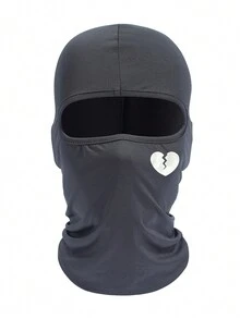 1 件心型印花面罩帽男女戶外騎乘拉法帽防風防曬遮陽帽 - 深灰色 - 查看 1