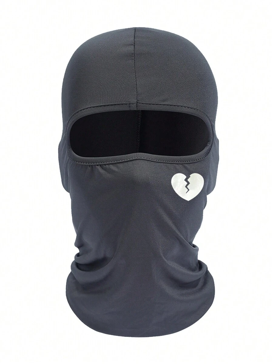 1 件心型印花面罩帽男女戶外騎乘拉法帽防風防曬遮陽帽 - 深灰色 - 查看 1