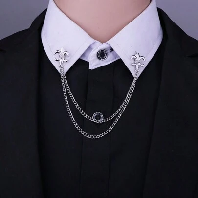 1 件男女通用银色锚流苏链项圈配饰适合时尚珠宝日常佩戴