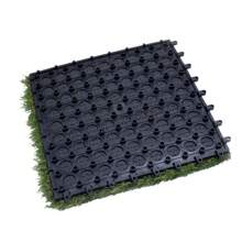 6 Packs Artificial Grass Turf Tile Interlocking Self-draining Mat, 1x1 ft, 1.5 in Pile Height - Green - View 3