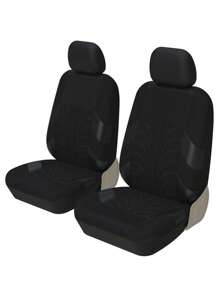 AUTOYOUTH 4入組通用汽車座椅套（2個前座位+2個頭枕）,多種顏色可選,適用於緊湊型和中型車輛,搭配2mm海綿和聚酯纖維 - 黑色 - 查看 2