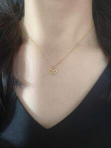 1入女性金色心形鋯石925純銀項鍊,優雅,多用途,閃閃發亮,溫暖,適合作為禮物和日常佩戴