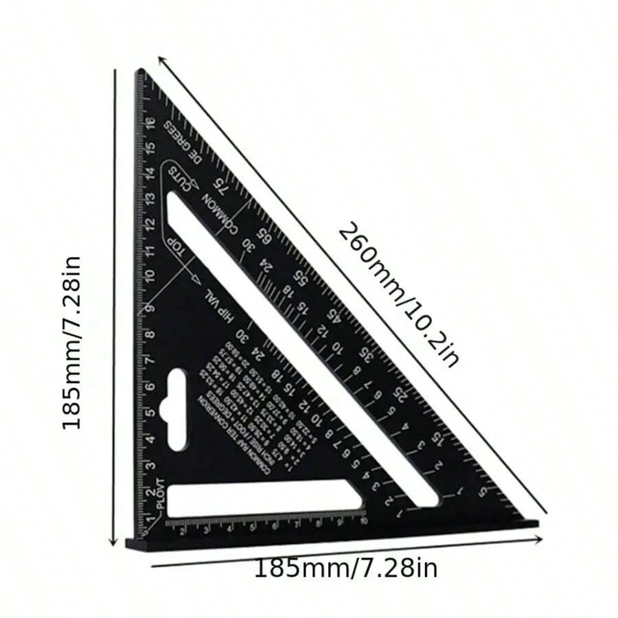 1入黑色鋁合金木工三角尺 - 黑色 - 查看 1