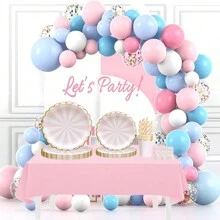 61pcs Disposable Tableware Set For Party, Include 10pcs 9in Plate, 10pcs 7in Plate, 10pcs Paper Cup, 20pcs Napkins, 10pcs Straw, 1pc Tablecloth, Cutlery Set With Knives, Forks, Spoons - Pink - View 2