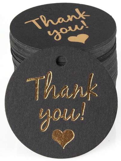 Thank You Gift Tags Bulk Pack - 100 Round Paper Hang Tags In Black For Wedding, Birthday Party - Great For Baking, Gifting, And Beyond!, Back To School Valentine Day