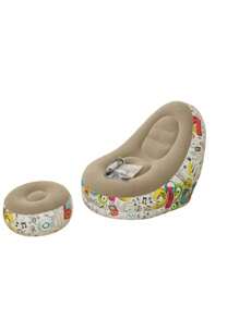 1 Set de sillon sofa inflable puff con posa pies inflable colorido resistente ahorra espacio para descanso y relajacion suave y comodo para poder llevar a todos lados - Multicolor - Ver 3