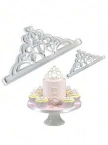 2pcs Crown-Shaped Plastic Candy Cutters For Cake Decorating Fondant/Cake Decoration Tool Chocolate/Gum Paste Mold - White - View 3