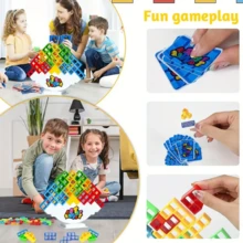 32片四面體塔平衡疊疊樂遊戲-高智商建築積木兒童桌上遊戲,家庭團建棋盤遊戲,兒童積木玩具隨機顏色 - 彩色 - 查看 6