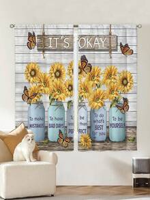 2入組農家向日葵廚房窗簾,不附帶洞窗簾,至臥室辦公室廚房客廳學習家庭裝飾 - 彩色 - 查看 4