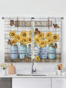 2入組農家向日葵廚房窗簾,不附帶洞窗簾,至臥室辦公室廚房客廳學習家庭裝飾 - 彩色 - 查看 2