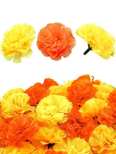 25pcs Marigold Flower Heads Mexican Artificial Marigold Flowers Flowers Day Of The Dead Decoration For Decor DIY Wreath Garland Craft Rama Decoration Rama