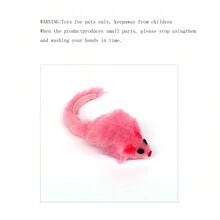 1pc Colorful Feather & Plush Mouse Toy - Multicolor - View 3