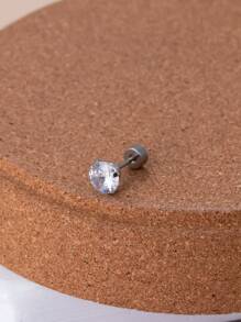 1個水晶大愛心軟骨耳鉤螺紋後螺母珠寶花形立體鑽體三角耳環,女士顱耳飾品