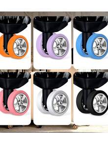 件/套行李箱輪罩，辦公輪椅輪罩，便攜式行李箱輪保護罩彩色矽膠行李輪罩行李萬向輪輪罩，降噪輪罩辦公椅，旅行配件，隨身行李箱輪罩適合大多數輪子行李套裝旅行返校旅行必需品飛機行李箱隨身攜帶學生男女度假行李 - 粉色 - 查看 8