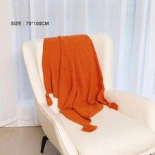 1 Pieza Manta De Sofá Con Flecos Tejida, Manta Pequeña De Ocio Para La Siesta Y Aire Acondicionado