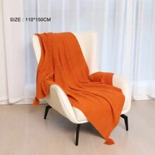 1 Pieza Manta De Sofá Con Flecos Tejida, Manta Pequeña De Ocio Para La Siesta Y Aire Acondicionado