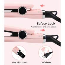 PRITECH Flat Iron Hair Straightener, Titanium Flat Iron With Adjustable Temp(290°F-450°F), 1 Inch Plate For All Hairstyles Anti-Frizz Dual Voltage Straightening And Curler 2 In 1 (Pink) - 粉色 - 查看 6
