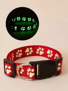 Pet Collar Footprint Pattern Collar Fluorescent Night Vision For Dogs And Cats Indoor Outdoor Universal