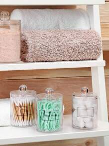 1pc Acrylic Storage Container For Balls, Swabs, Rounds, Floss & 10oz Plastic Jars Set, For Bathroom Vanity Storage & Toiletry Organizer - Clear - View 5