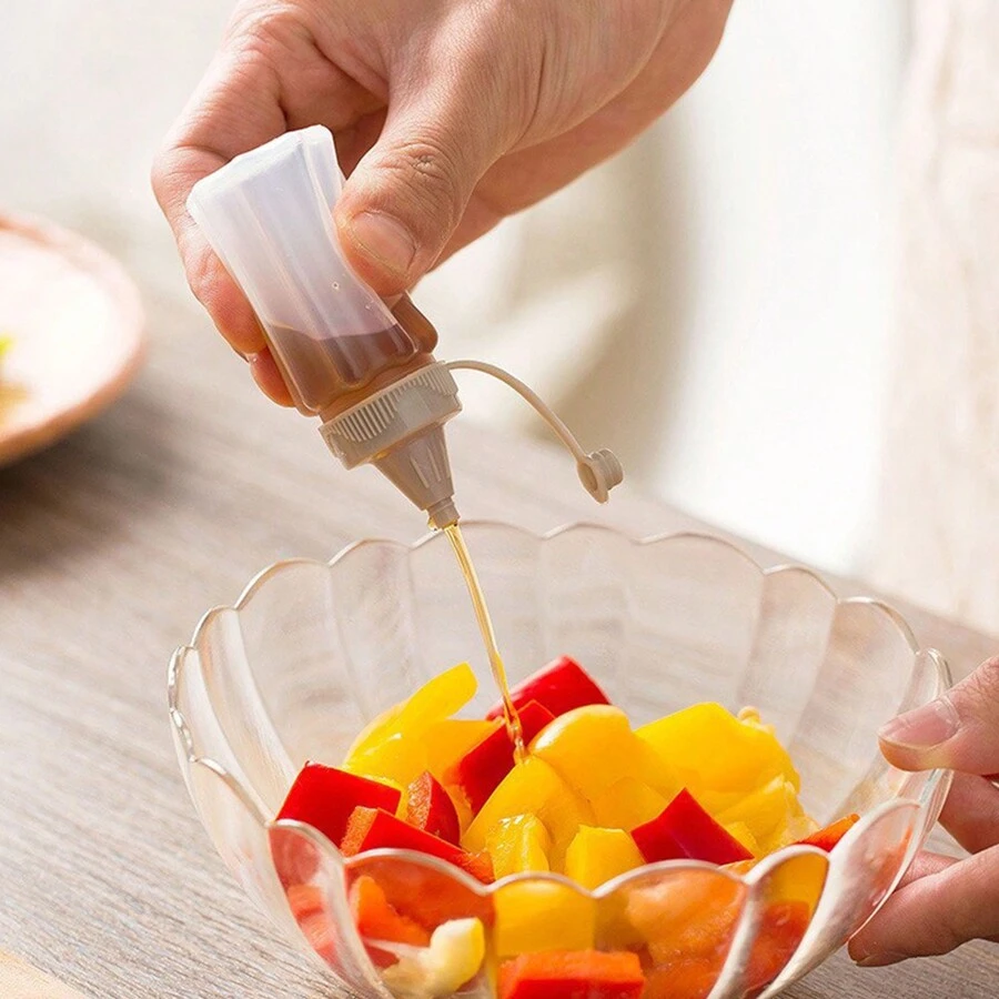 4入組番茄沙拉調味汁瓶,透明調味瓶,擠壓式瓶子,廚房調味品瓶,配料罐,家庭廚房用醋油擠壓瓶,戶外燒烤和野餐調味瓶 - 灰色 - 查看 1