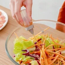 4入組番茄沙拉調味汁瓶,透明調味瓶,擠壓式瓶子,廚房調味品瓶,配料罐,家庭廚房用醋油擠壓瓶,戶外燒烤和野餐調味瓶 - 灰色 - 查看 6