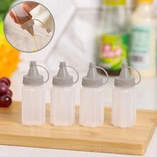 4入組番茄沙拉調味汁瓶,透明調味瓶,擠壓式瓶子,廚房調味品瓶,配料罐,家庭廚房用醋油擠壓瓶,戶外燒烤和野餐調味瓶 - 灰色 - 查看 3
