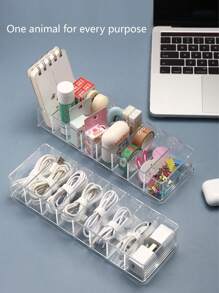 Transparent Acrylic Cable And Charger Storage Box With Dividers And 10 Zip Ties Included - transparent - View 4