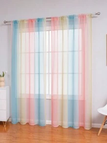 1pc Minimalist Style Lightweight Ombre Room Divider Voile Curtain For Living Room, Bedroom, Balcony Or Sunroom Decoration - Pink - View 2