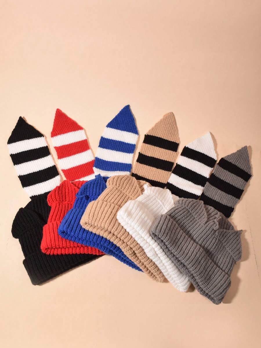 女士冬季針織帽,可愛的尾巴設計,保暖且多用途的針織帽,適用於戶外活動 - 白色 - 查看 1